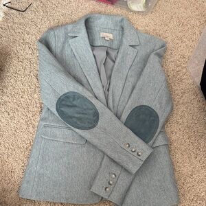 LOFT Light Blue Women's Blazer with Dark Blue Elbow Patches